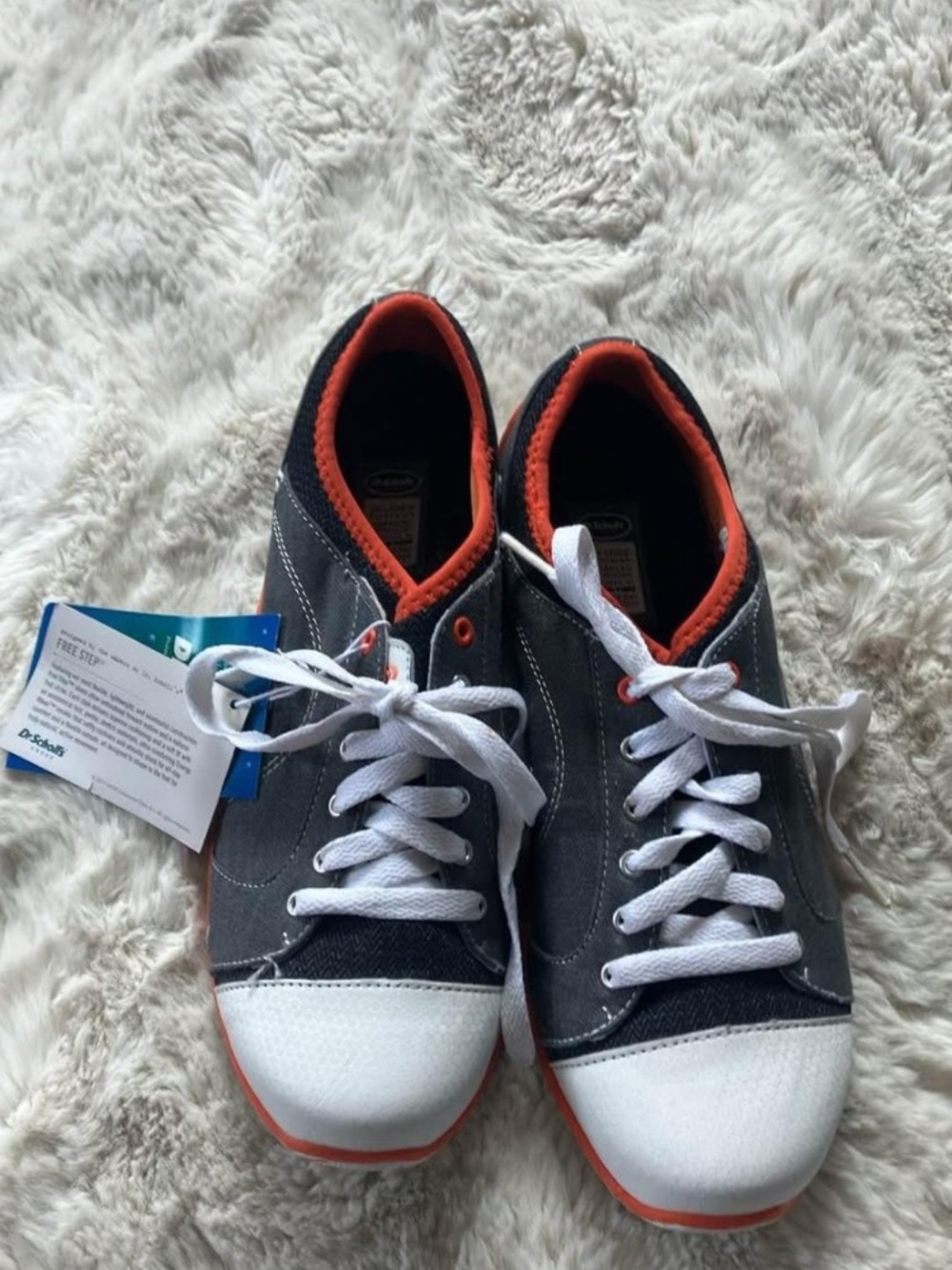 Dr. Scholl's Gray, White & Orange Lace-Up Athletic Sneakers